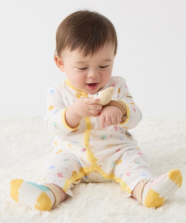 MIKI HOUSE HOT BISCUITS 【60-80cm】 フライス素材 カバーオール肌着 マルチカラー