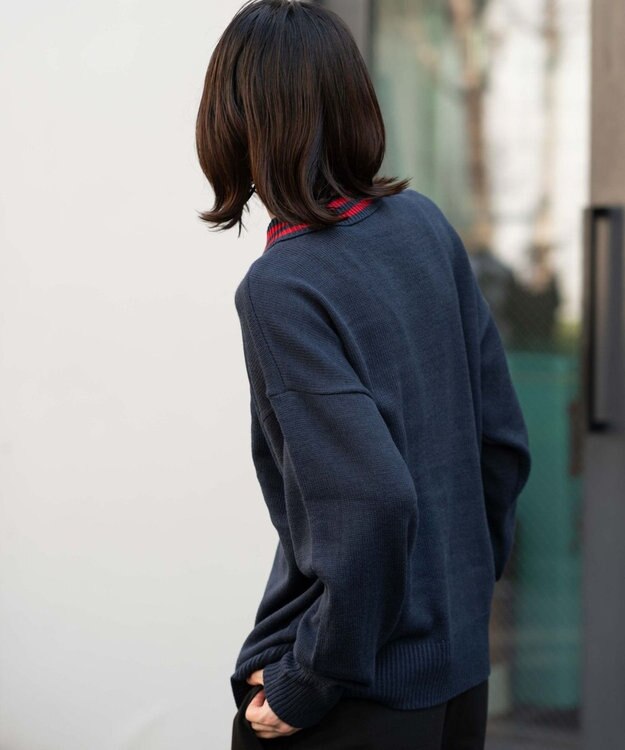 WEGO ラインポロニットプルオーバー ネイビー