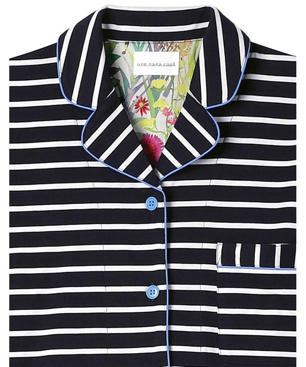 une nana cool 【綿100％】やわらか天竺ボーダー半袖パジャマ MADE WITH LIBERTY FABRIC KO