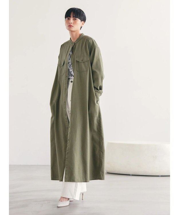 AMERICAN HOLIC ツイルＷポケットＡラインワンピース Khaki