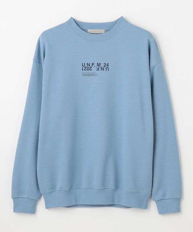UNFILO MENS 【男女兼用】グラフィックプリント スウェットTEE [24年秋冬商品] ブルー(センターロゴ)