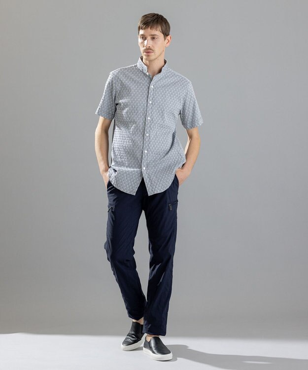JOSEPH HOMME シガーカッタージャガード　ウイングカラー半袖シャツ ライトグレー系