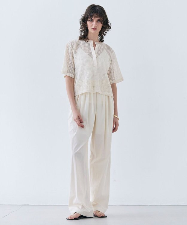 BEIGE， 【洗える・CLUEL 5月号掲載】MALLOW / コットンイージーワイドパンツ Meringue