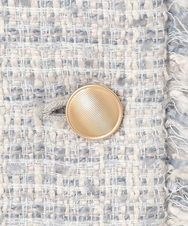 ANY SIS L ツイードノーカラーミドル ジャケット グレーミックス