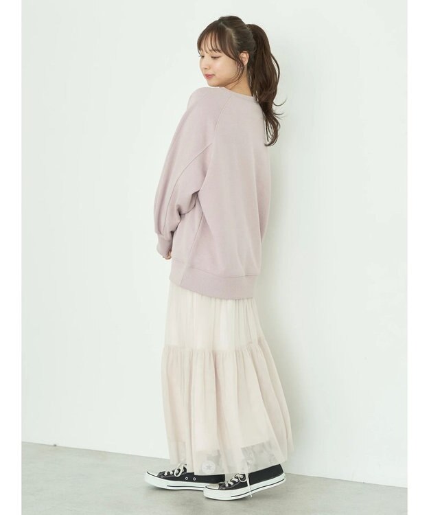 earth music&ecology 裏毛ロゴチュニック Pink Beige