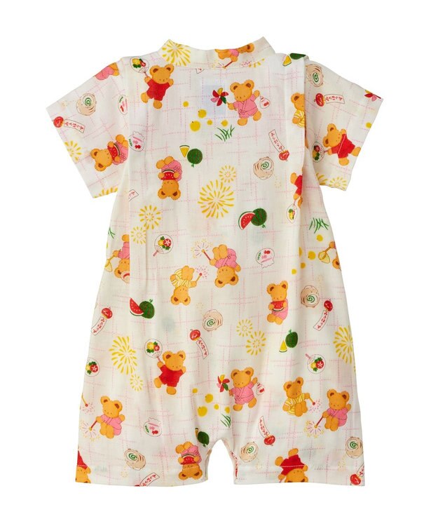 MIKI HOUSE HOT BISCUITS 【ミキハウス】【60-80cm】ミキハウスベア 甚平オール 白