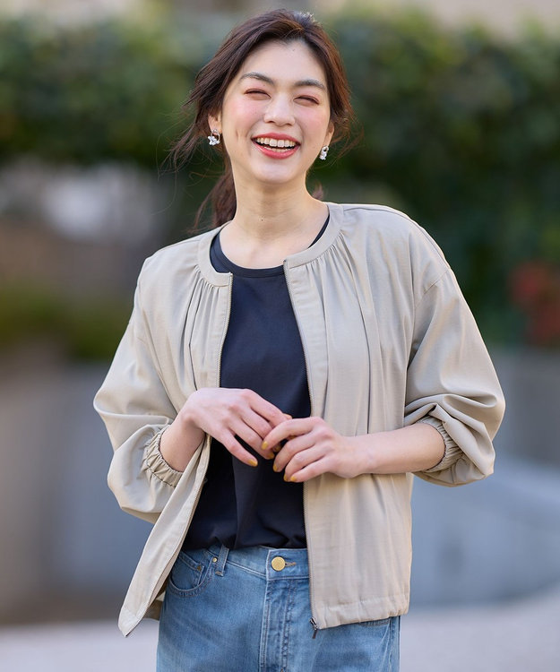 ANY 【洗濯機可能/接触冷感/UVケア/イージーケア】清涼リラックスブルゾン グレージュ