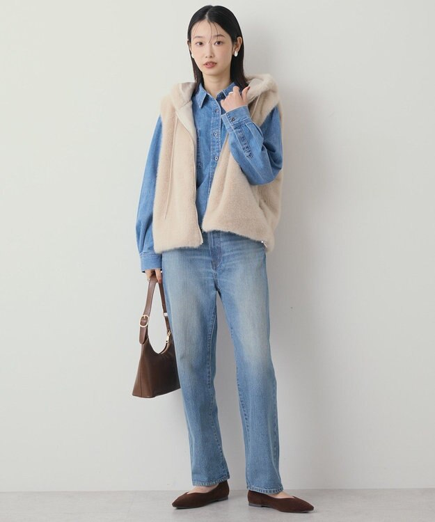 AMERICAN HOLIC フードファーベスト Light Beige