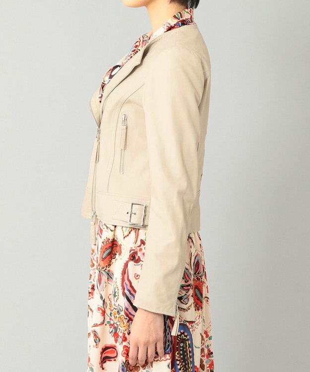 GRACE CONTINENTAL レースアップライダースジャケット ベージュ