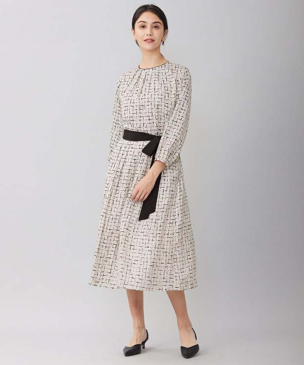 自由区 【セットアップ対応・ウエストゴム】スクラッチチェックプリント スカート ベージュ系5