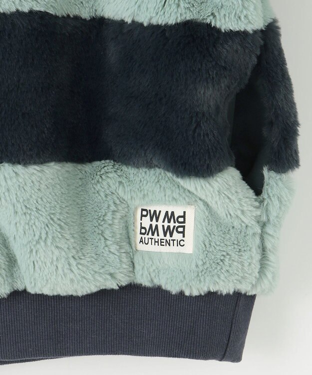 PW CIRCULUS 【ふわもこあったか/防寒/裏地付】【WOMEN】ボーダーフェイクファープルオーバー ブラック系1