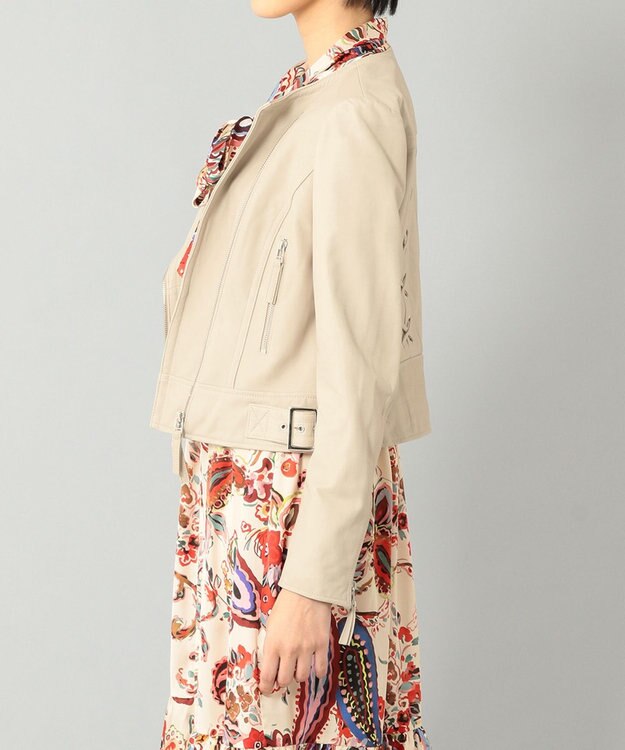 GRACE CONTINENTAL レースアップライダースジャケット ベージュ