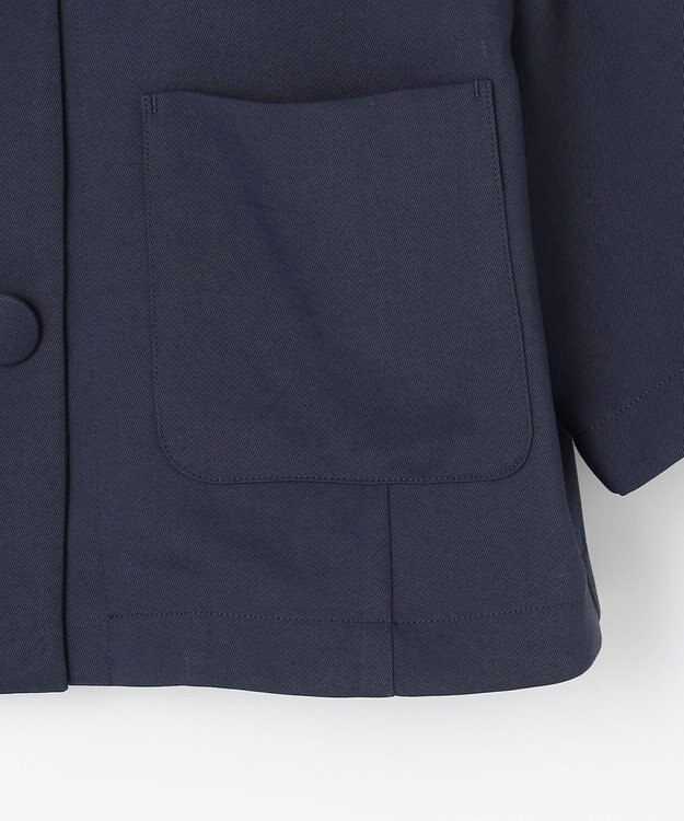 #Newans 【シワになりにくい】〈花乃まりあさんコラボ〉クロップドシャツジャケット ネイビー