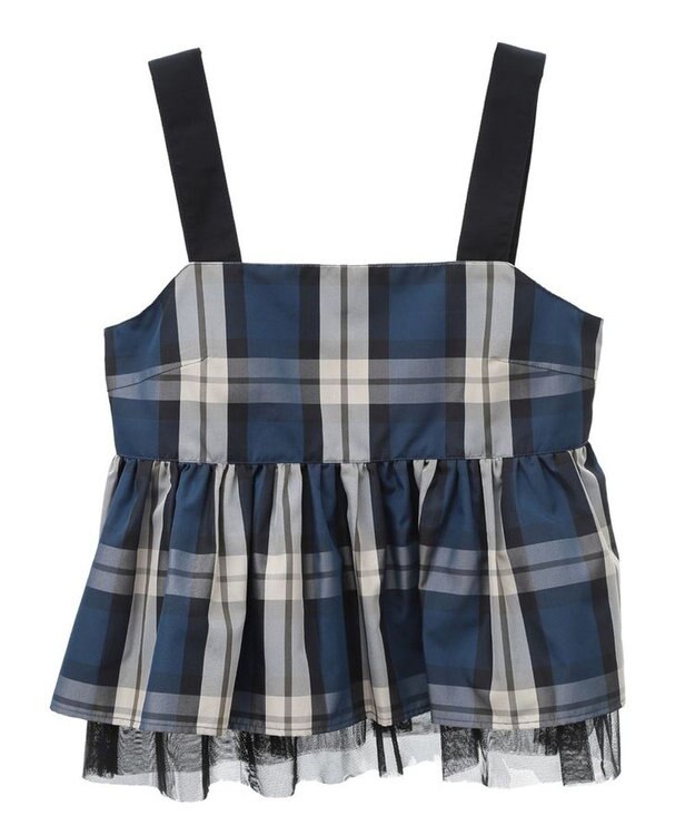 Green Parks ・ＳＵＧＡＲ　ＳＰＯＯＮ　チェックペプラムビスチェ Blue