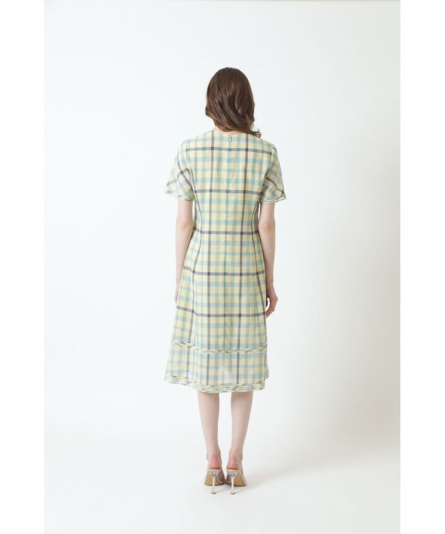 DAKS ウールボイルチェックワンピース イエロービッグチェック