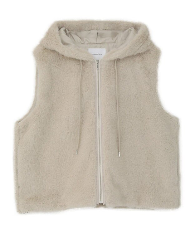 AMERICAN HOLIC フードファーベスト Light Beige