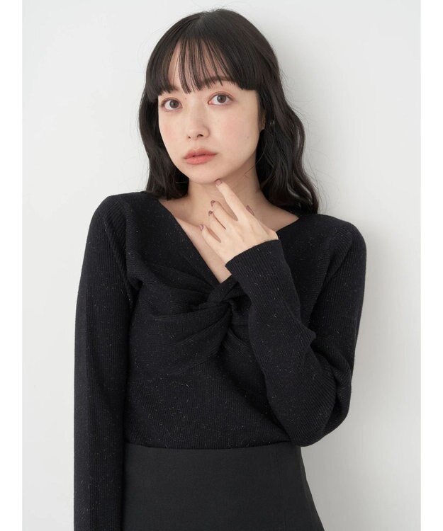 earth music&ecology ツイストリブラメニットプルオーバー Black