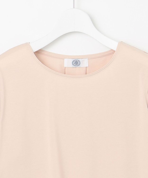 J.PRESS LADIES L コンビジャージー ギャザースリーブ カットソー ピンク系