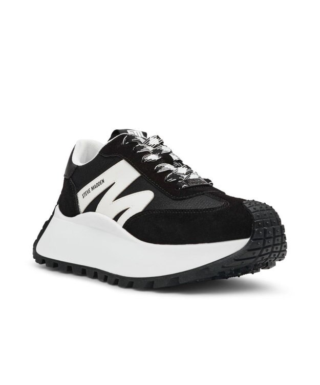 STEVE MADDEN SUPERCAMPO ランナースタイル厚底スニーカー ブラック