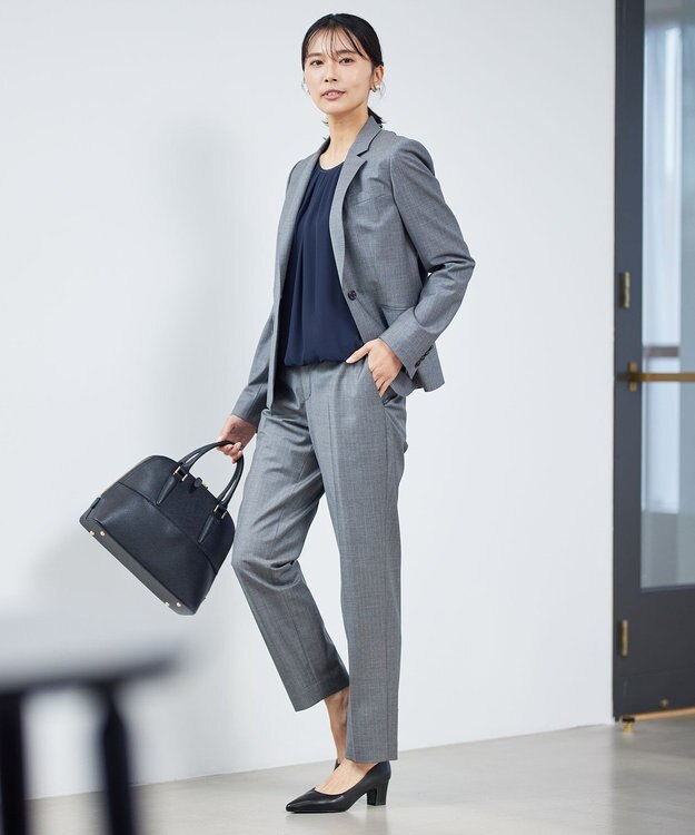 23区 S 【セットアップ対応】ファインネスウール テーパード パンツ グレー系1