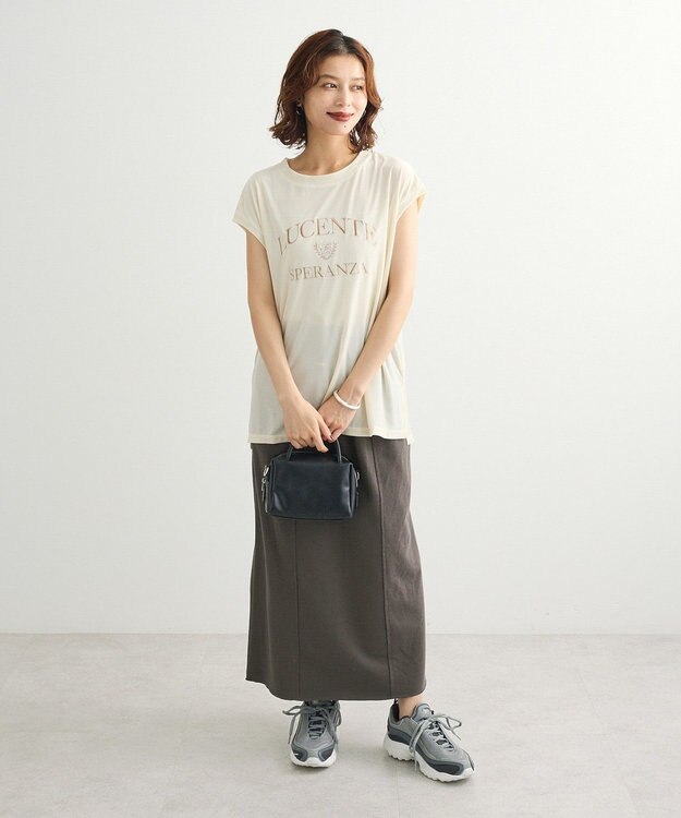 Green Parks ドロストイージーウエスト裏毛Ｉラインスカート Khaki