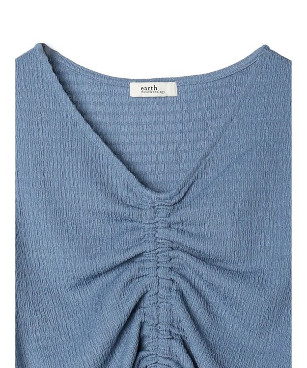 earth music&ecology ポコポコギャザードロストプルオーバー Grayish Blue