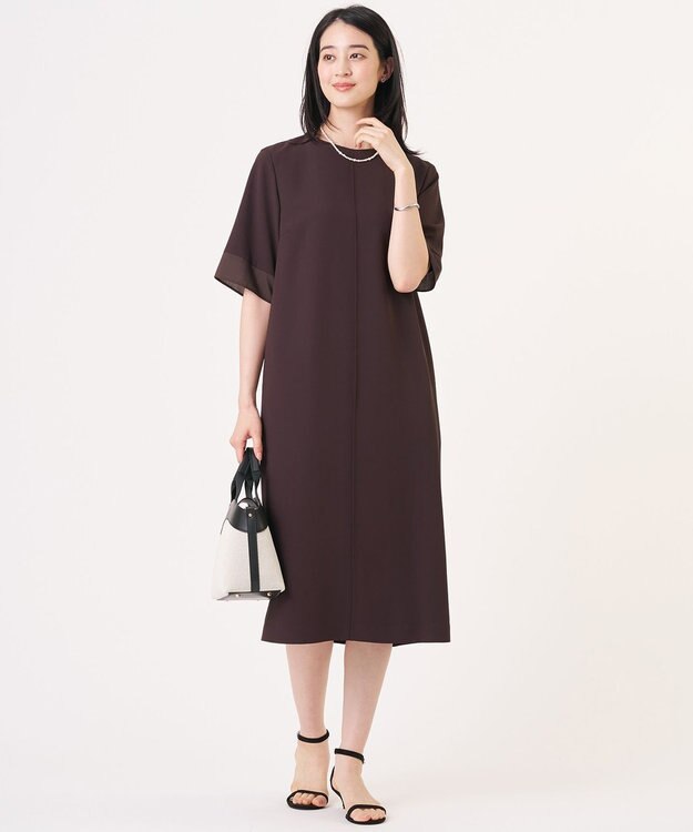 J.PRESS LADIES S 【セットアップ対応・人気素材】Light ジョーゼット ワンピース ダークブラウン系