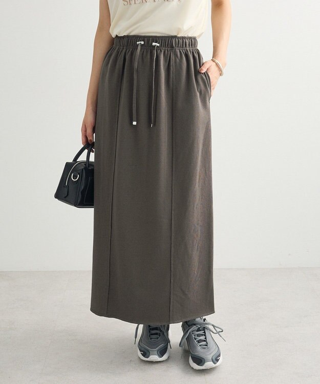 Green Parks ドロストイージーウエスト裏毛Ｉラインスカート Charcoal Gray