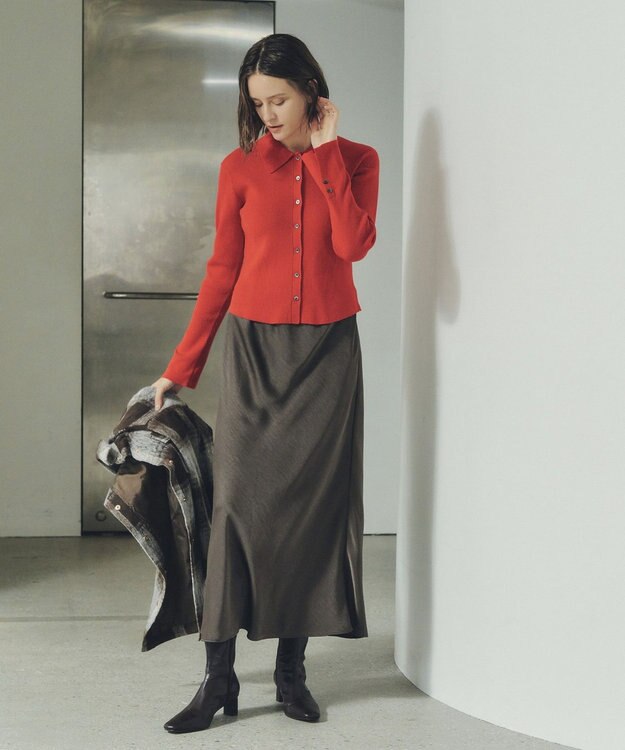 YECCA VECCA サテンフレアスカート Brown