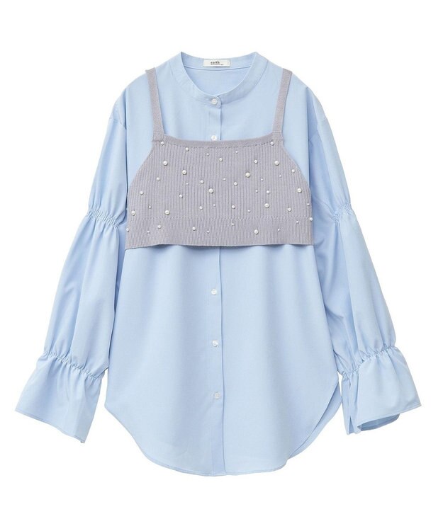 earth music&ecology ＳＥＴ２点パールビスチェ＋シャツ Gray
