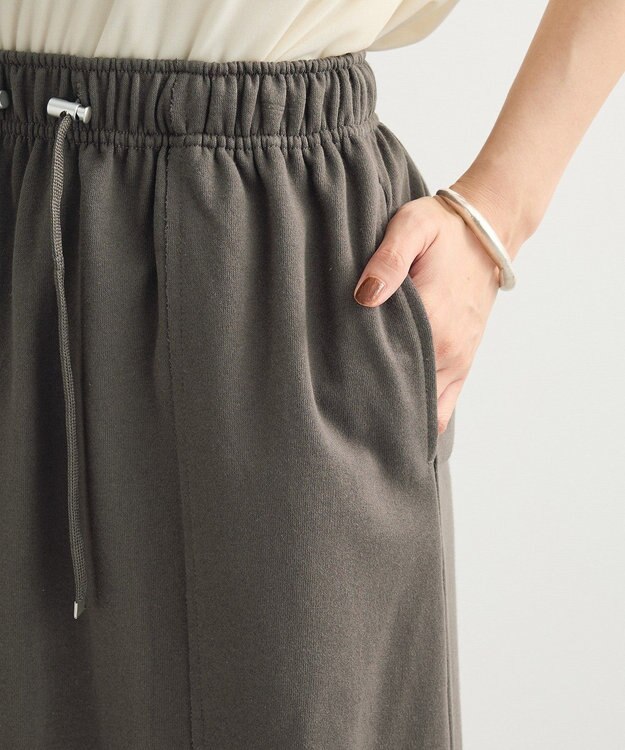 Green Parks ドロストイージーウエスト裏毛Ｉラインスカート Charcoal Gray