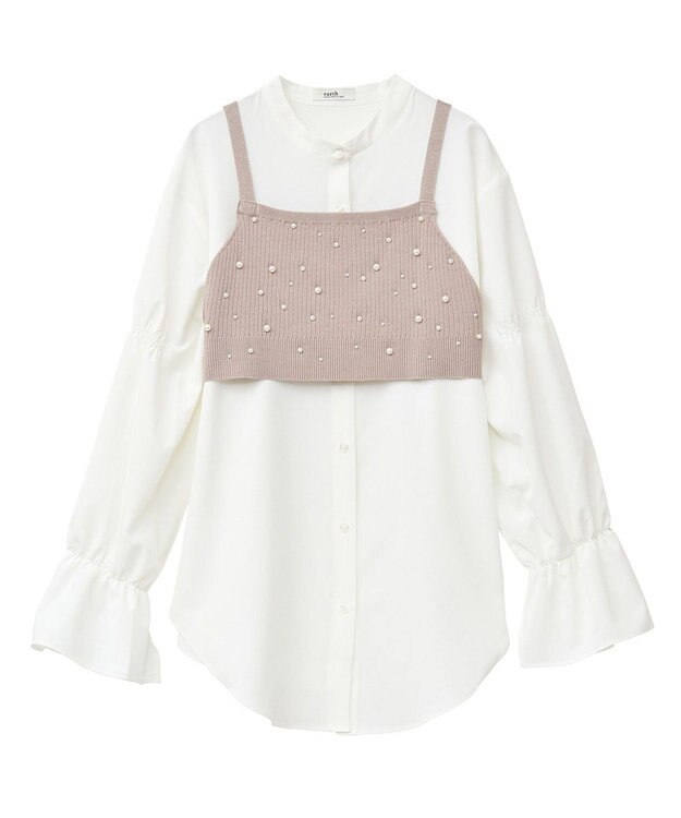 earth music&ecology ＳＥＴ２点パールビスチェ＋シャツ Beige