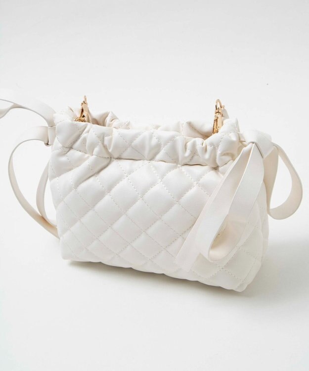 WEGO サイドリボンキルティングショルダー ホワイト