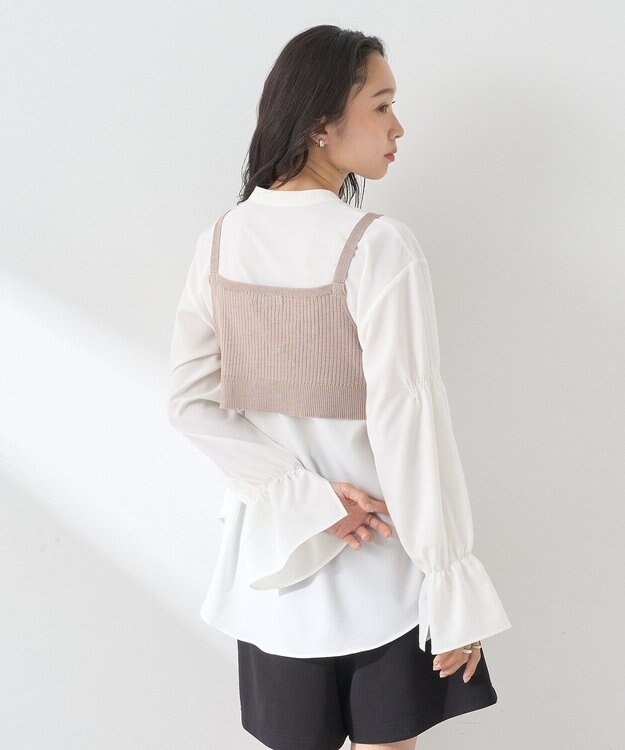 earth music&ecology ＳＥＴ２点パールビスチェ＋シャツ Beige