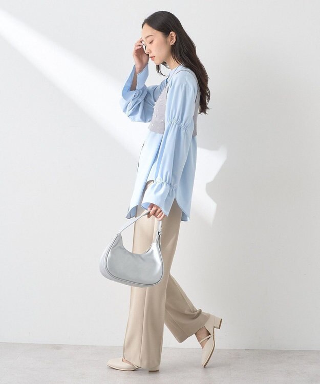 earth music&ecology ＳＥＴ２点パールビスチェ＋シャツ Gray