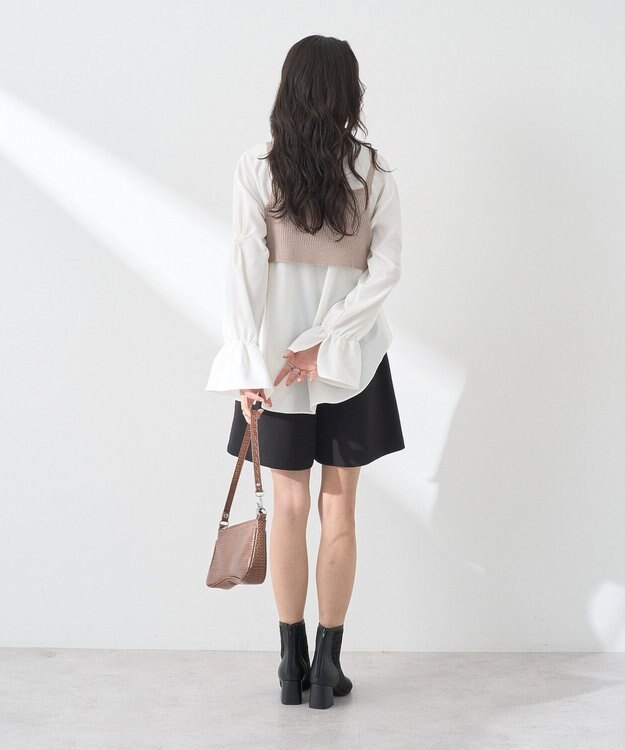 earth music&ecology ＳＥＴ２点パールビスチェ＋シャツ Beige