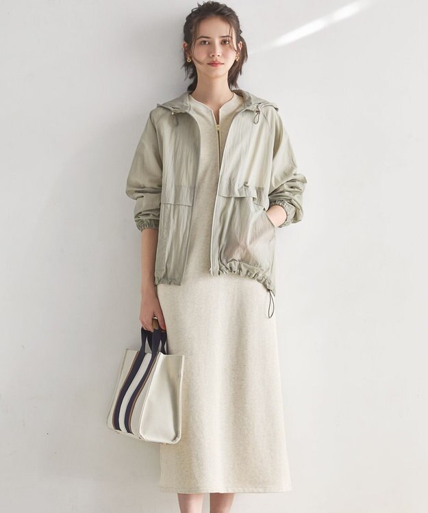 23区 L 【SLOW/一部店舗限定】ハイゲージテリー ハーフジップ ワンピース アイボリー系