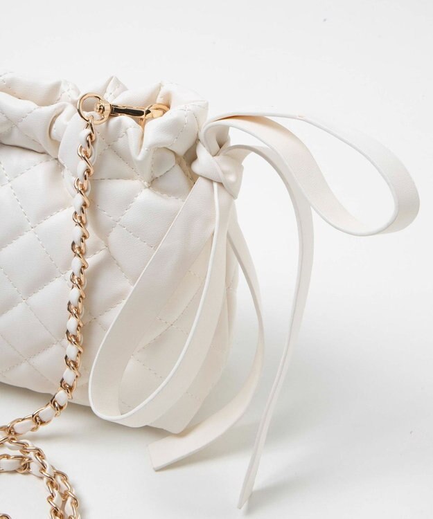 WEGO サイドリボンキルティングショルダー ホワイト