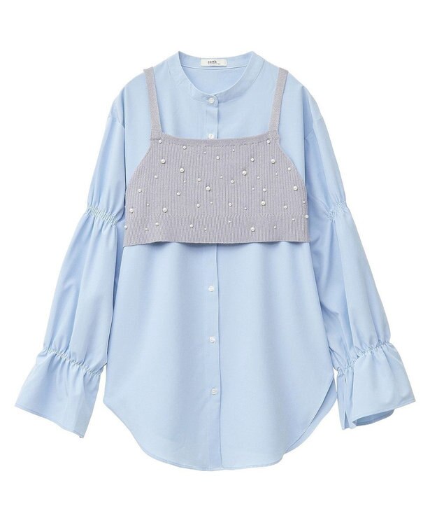 earth music&ecology ＳＥＴ２点パールビスチェ＋シャツ Gray