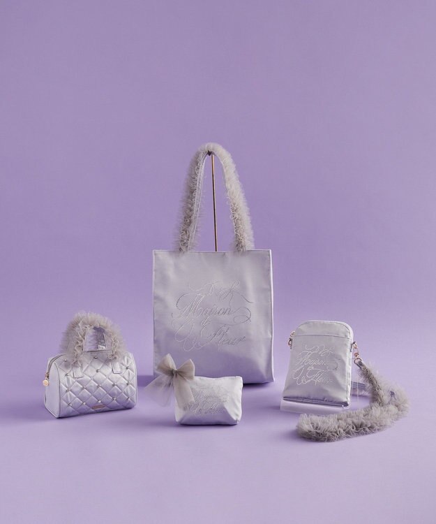 Maison de FLEUR EC限定チュールハンドルラインストーンボストン Grayish Blue