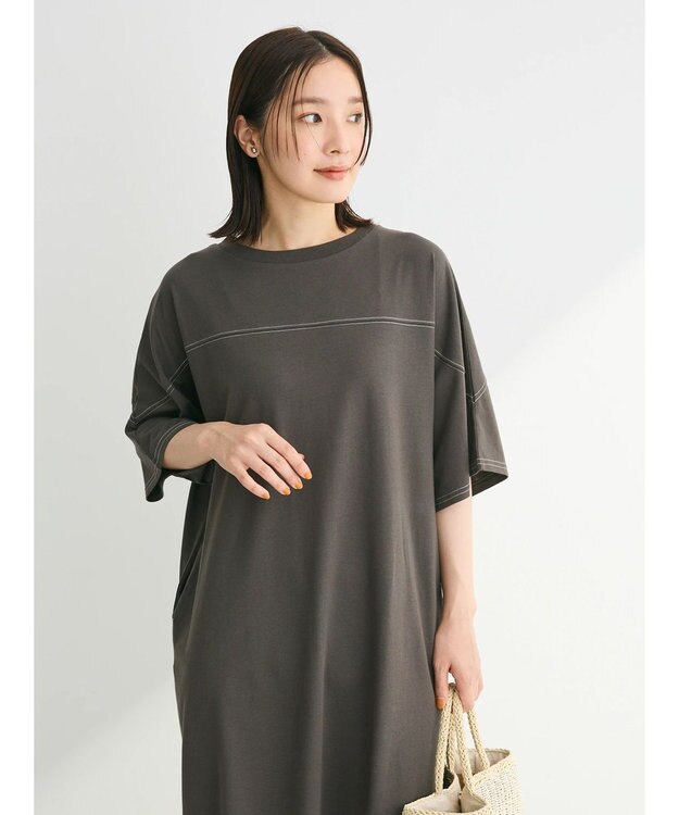 Green Parks ・ＳＵＧＡＲ　ＳＰＯＯＮ【ＣＯＯＬ】ステッチＴＥＥワンピ Charcoal Gray