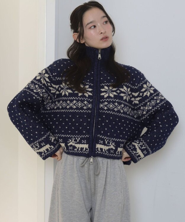 WEGO ノルディックZIPニット ブルー