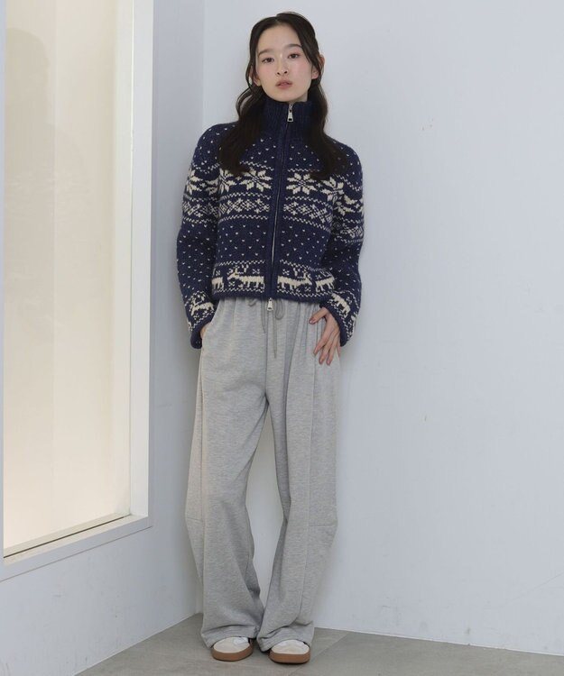 WEGO ノルディックZIPニット ブルー