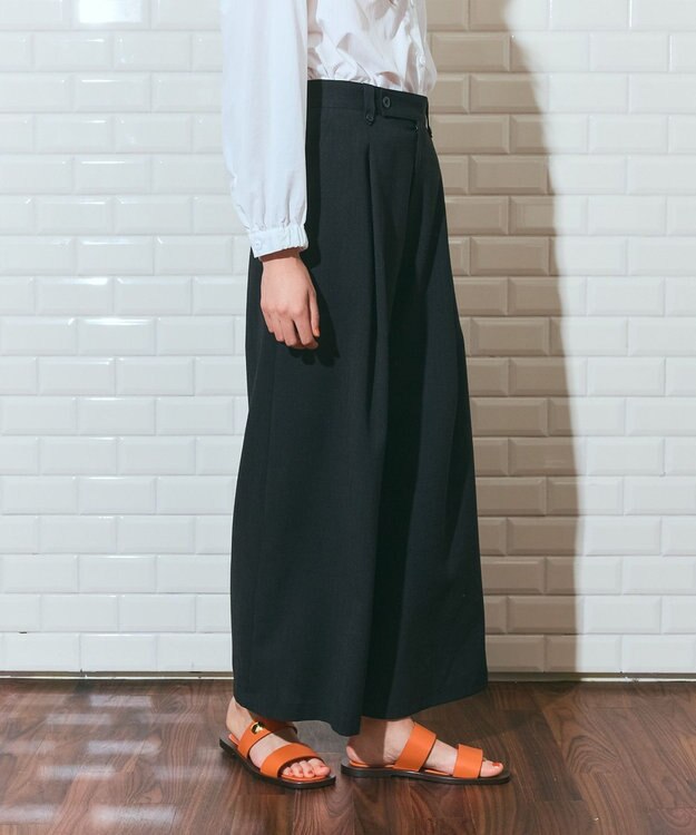 GRACE CONTINENTAL リネンタッチタックパンツ ブラック