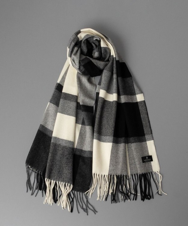 AURORA LANVIN COLLECTION ランバン コレクション カシミヤ  チェックストール ブラック