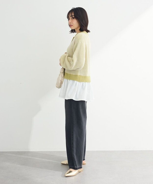 Green Parks 配色リブドッキングチュニック Green