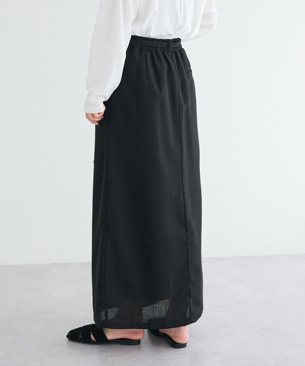 CRAFT STANDARD BOUTIQUE リネンライクラップ風スカート Black