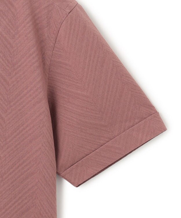 JOSEPH HOMME ブロークンヘリンボンジャージー　レギュラーカラー半袖シャツ ピンク系