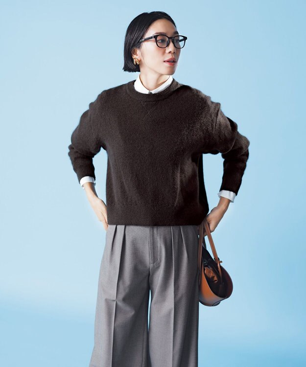 UNFILO タックワイドパンツ ハウンドトゥース