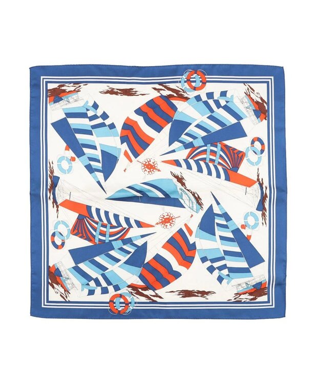 UNBILLION kakatoo ヨット柄シルクミニスカーフ ブルー